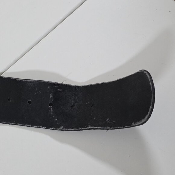 Vintage Textured Belt Womens L Black Gold Black Tone Metal Buckle Whimsigoth Y2K - Picture 12 of 15